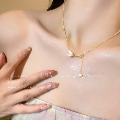 Women's Pearl Ornament High-grade Design Elegant Heart Clavicle Necklaces