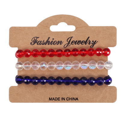 Flag Red White Blue Artificial Crystal Independence Bracelets