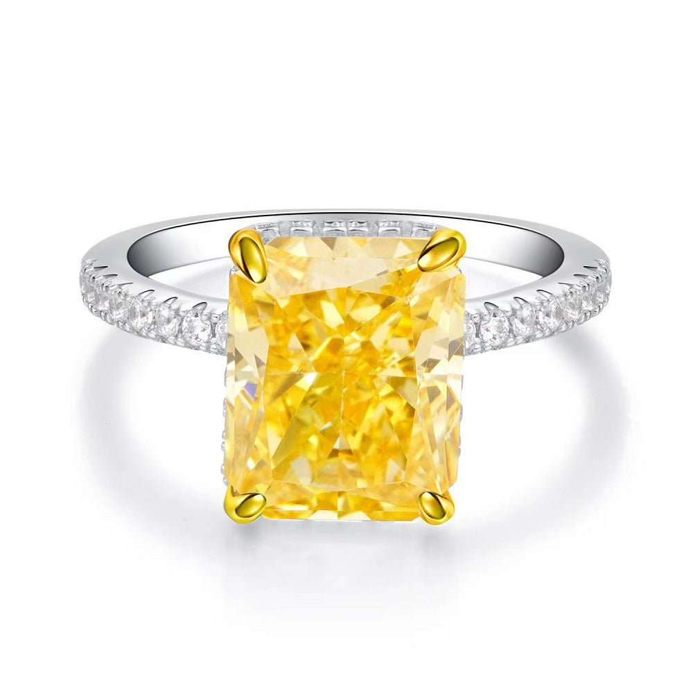 Sterling Sier Yellow Diamond Female Ice Rings