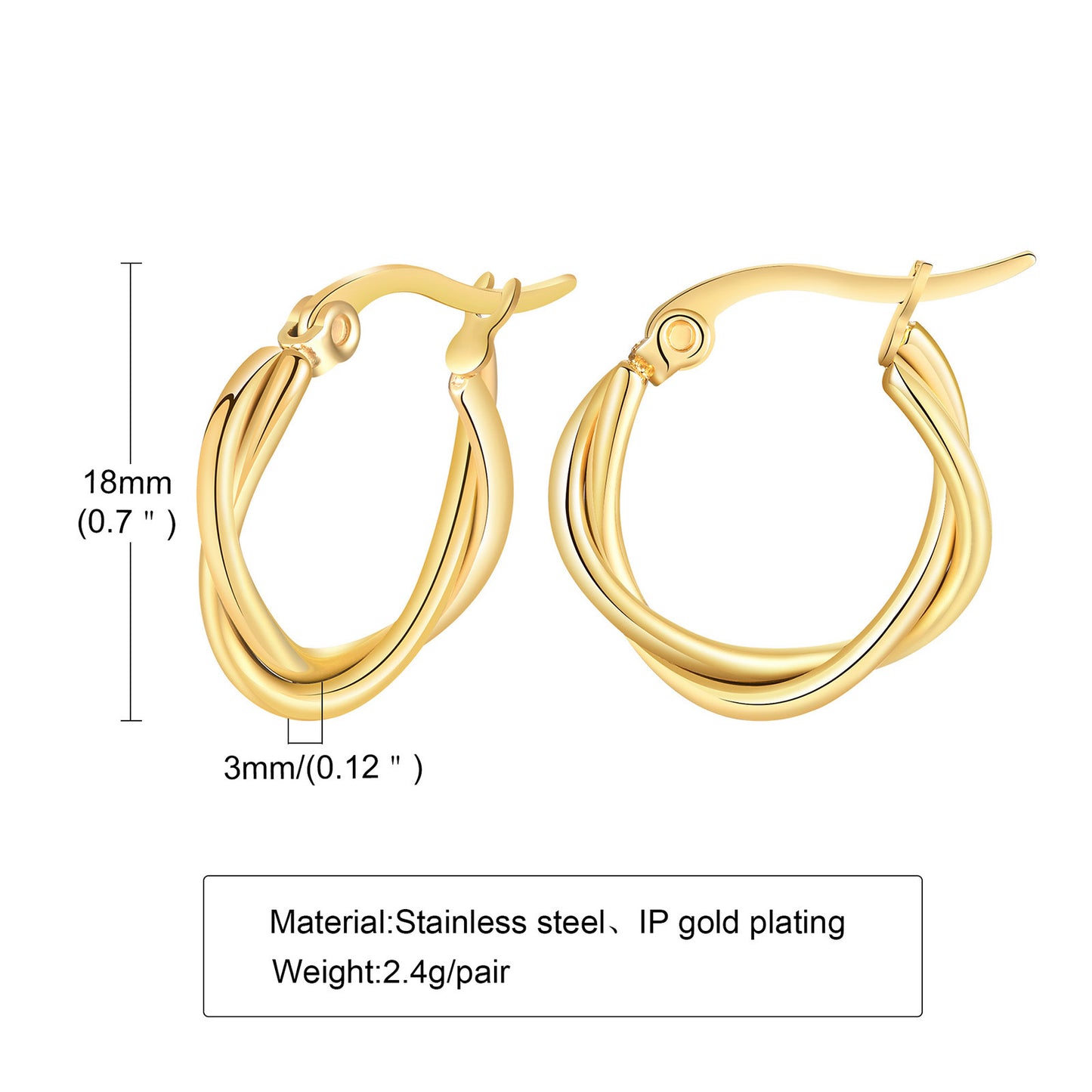 Women's Steel Twist Ear Gold Shaped Simple Stylish Earrings