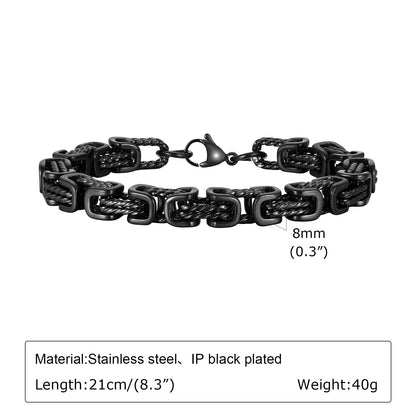 Men's Stainless Steel Byzantine Twist Handmade Chain Bracelets