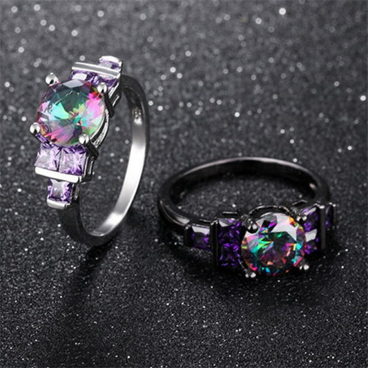 Retro Style Colorful Zircon Series Party Rings
