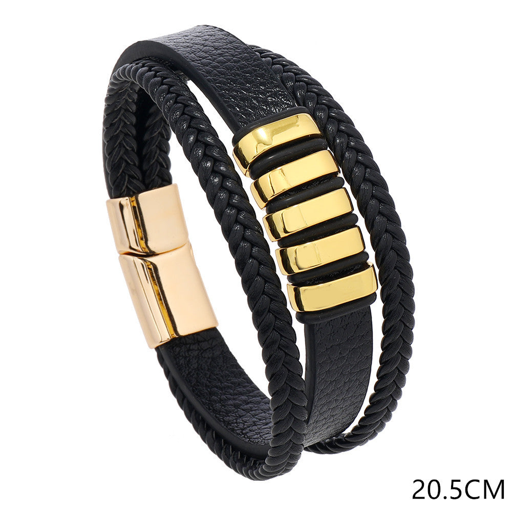 Men's Ornament Woven Leather Simple Fashion Magnetic Bracelets