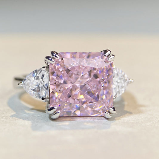Zircon Square Ice Flower Cut High Rings