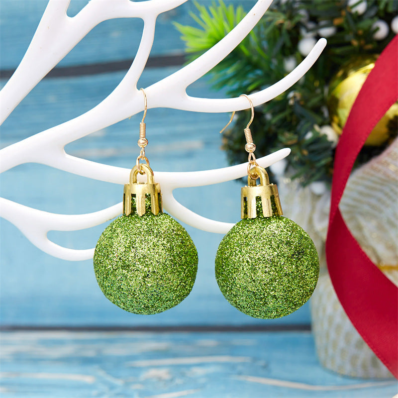 Ornament Christmas Glossy Sequin Bulb Ear Earrings