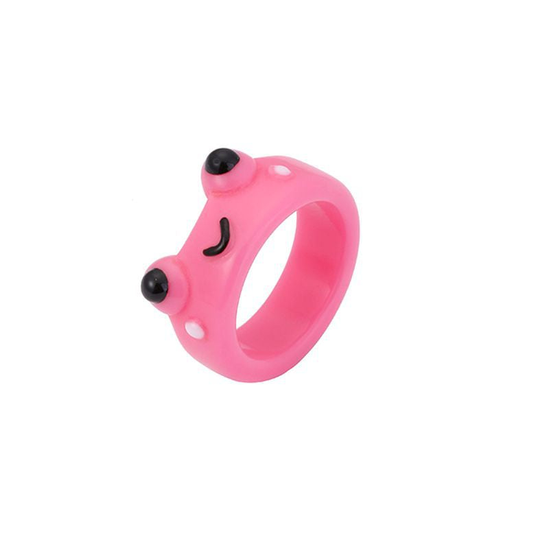 Macaron Color Series Chick Female Three-dimensional Frog Rings