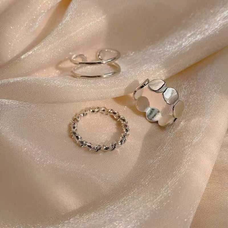 Design Twist Sequins Three-piece Set Fashion Temperament Rings