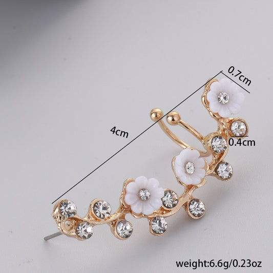 Women's Decorative Flowers Ear Hook Clip Vintage Daisy Diamond Earrings