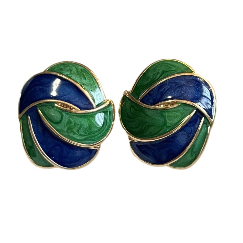 Drop Glazed Retro Style Personality Enamel Earrings