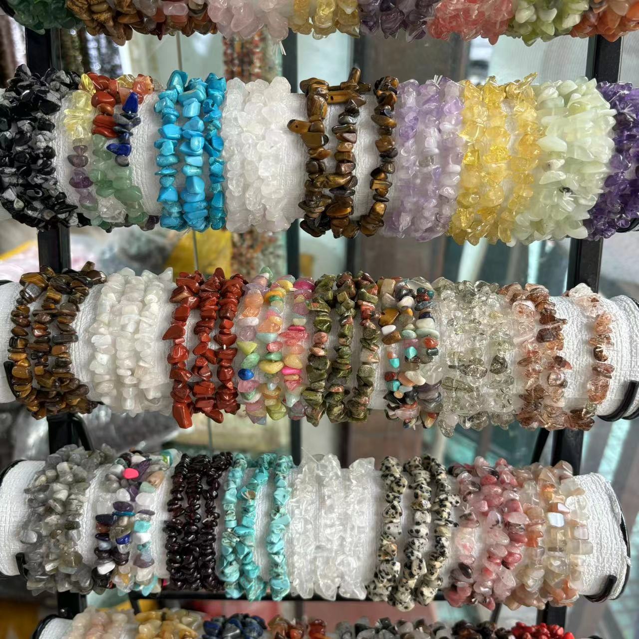Natural Gravel Amethyst Elastic String Stretchable Bracelets
