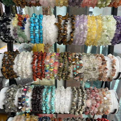 Natural Gravel Amethyst Elastic String Stretchable Bracelets