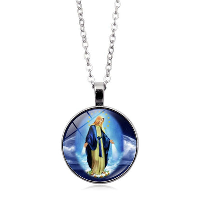 Women's Jesus Time Gem Cabochon Vintage Sweater Necklaces