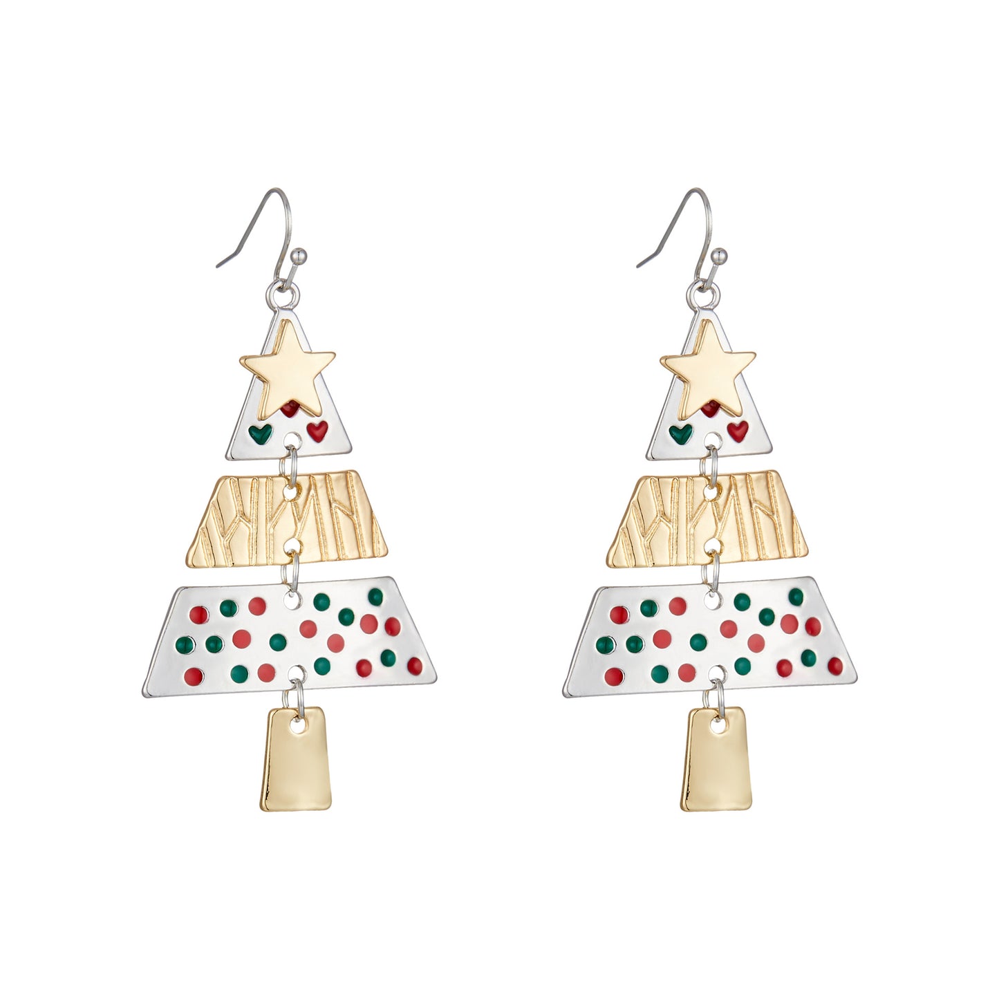 Metal Christmas Tree Long Party Carnival Earrings