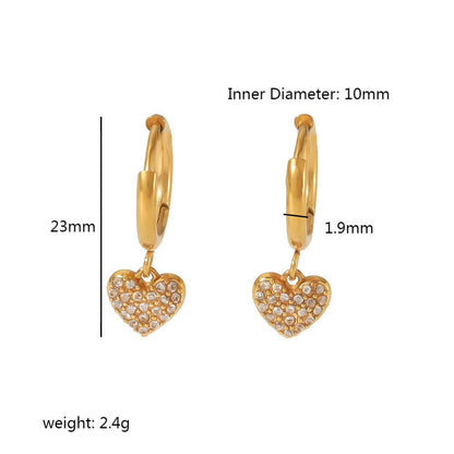 Stainless Steel Inlaid Zircon Love Eight Awn Earrings