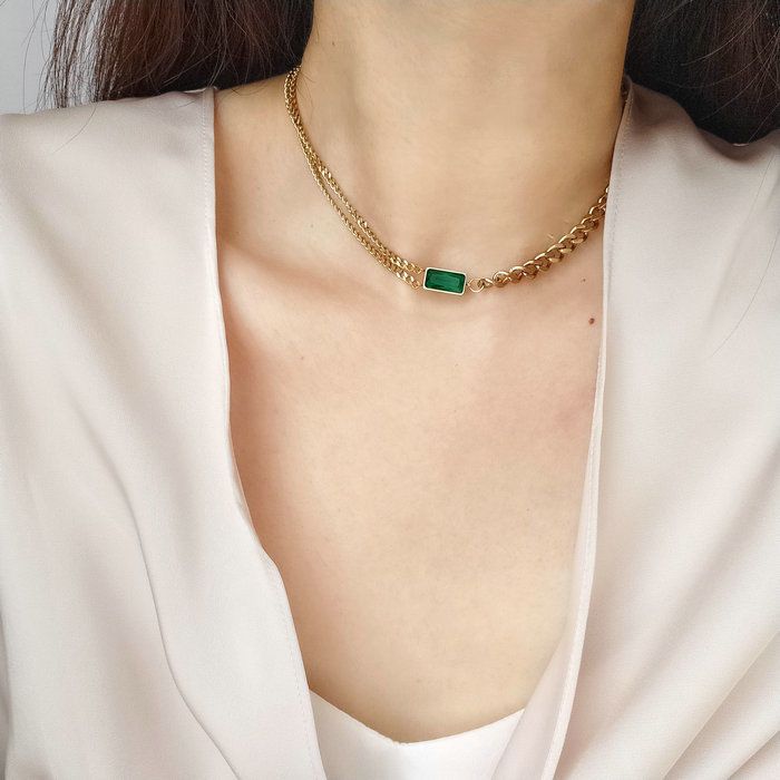 High-grade Green Diamond Mori Style Temperament Necklaces