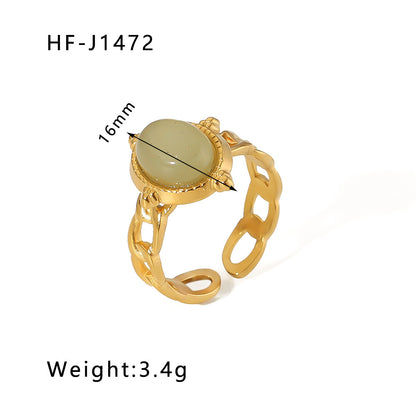 Stone Color Natural Stainless Steel Gold Rings