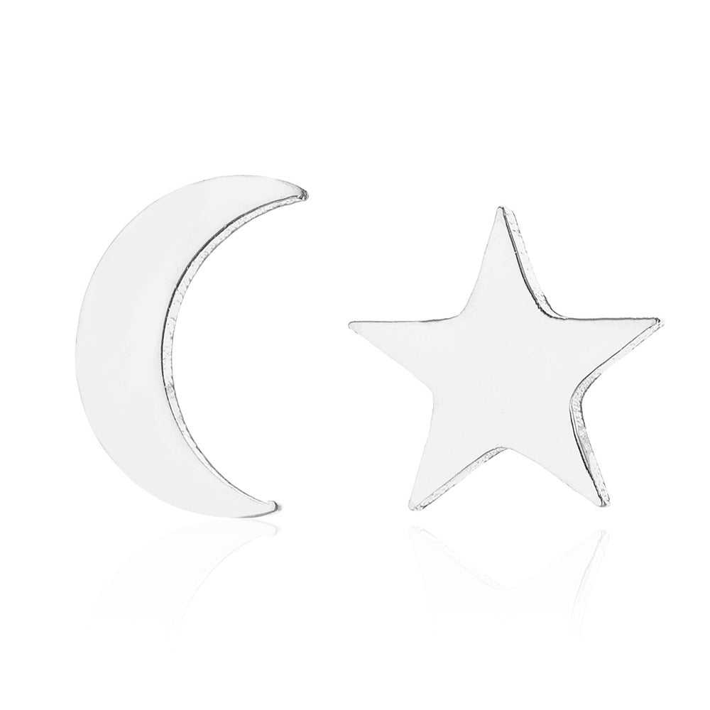 Women's Animal Elk Simple Moon Cat Asymmetric Earrings