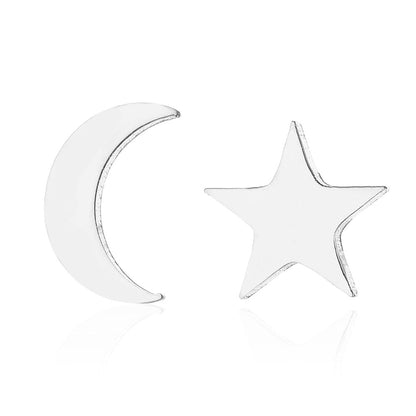 Women's Animal Elk Simple Moon Cat Asymmetric Earrings