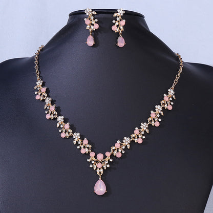Crystal Water Drop Two-piece Set Bride Wedding Necklaces