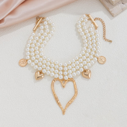 Ornament Retro Imitation Pearl Exaggerated Twin Necklaces