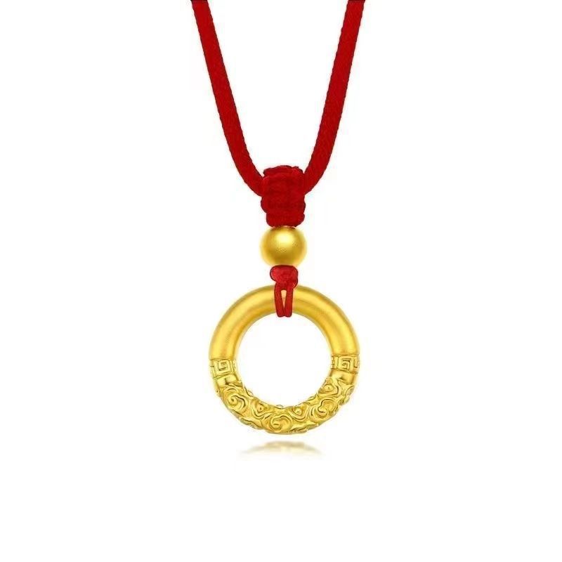 Frosted Vietnamese Handmade Red Rope Peace Buckle Pendants