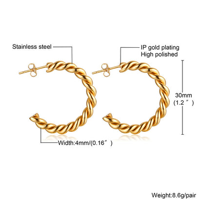 Women's Steel Twist Ear Gold Shaped Simple Stylish Earrings