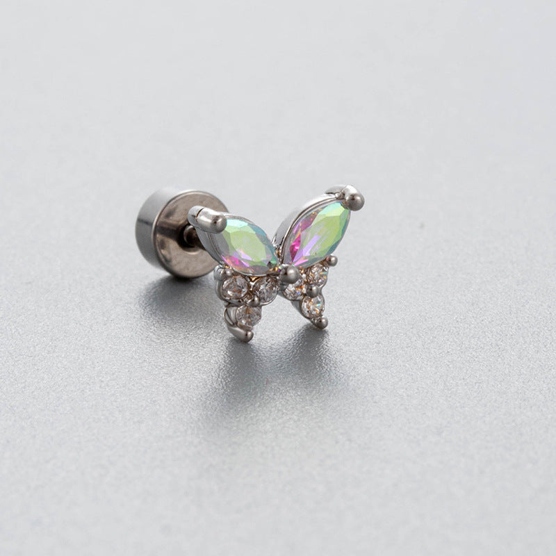 Titanium Steel Ear Bone Cross Bow Garland Screw Earrings