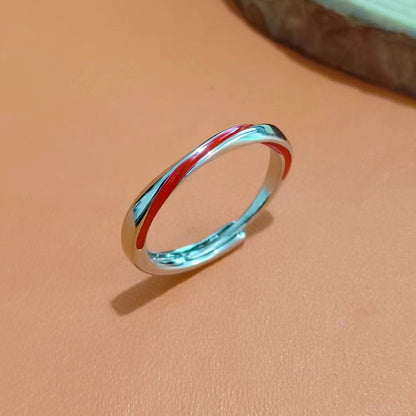 Moon Old Red Line Mobius Couple Rings