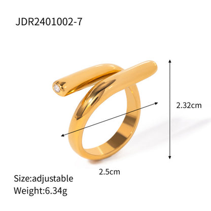 Ding Ornament Gold Stainless Steel Open Rings