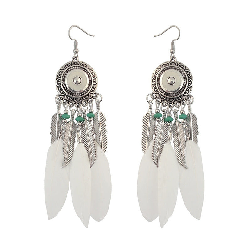 Ethnic Style Long Feather Temperamental Tassels Personality Earrings