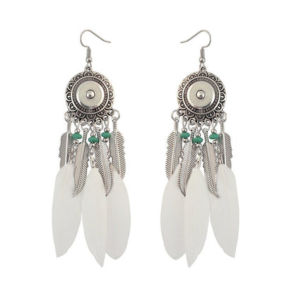 Ethnic Style Long Feather Temperamental Tassels Personality Earrings