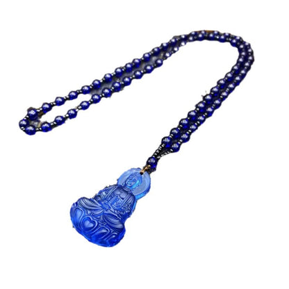 Women's & Men's Three-dimensional Ball Bead Chain Blue Buddha Pendants