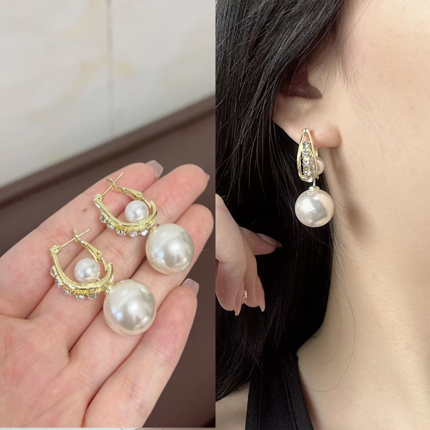 Women's Sier Needle Geometric Pearl Fashion Tassel Earrings