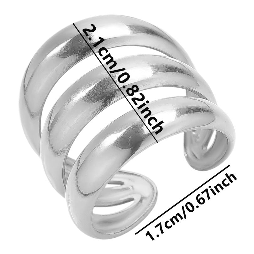 Women's Steel Trendy Personality Curved Line Design Rings