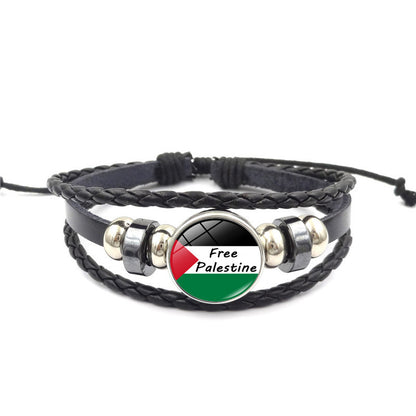 Women's Palestine Flag Punk Style Beaded Weave Bracelets