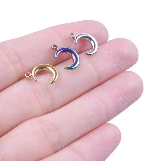 Crescent Steel Gold Titanium Colorful Metal Pendants