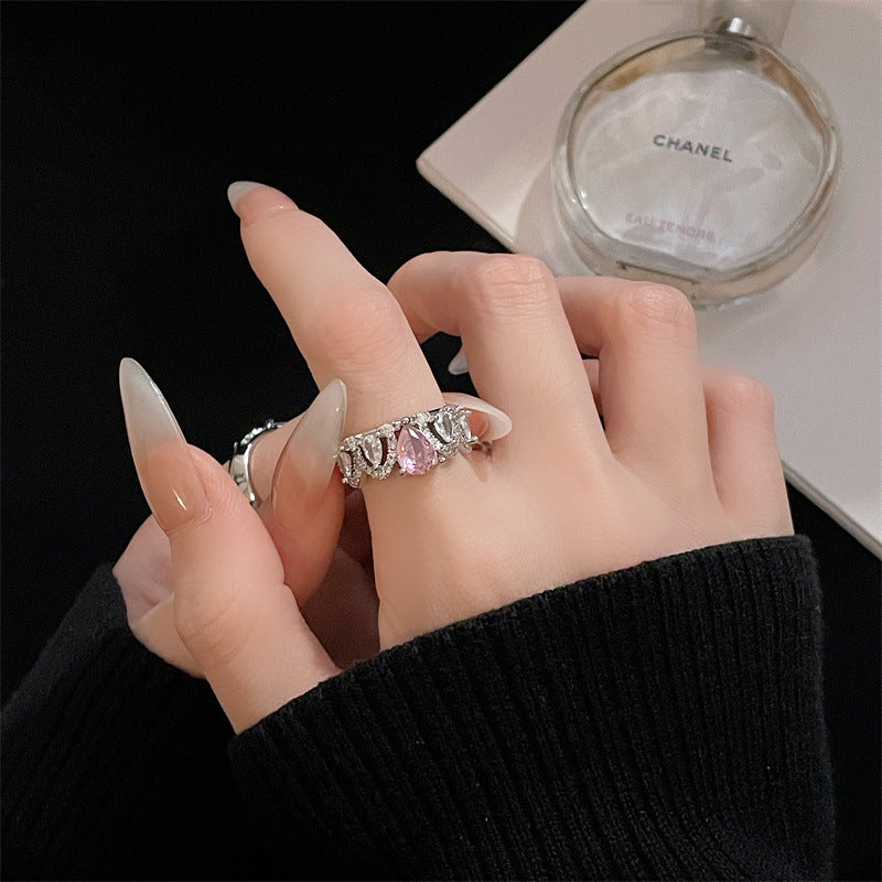 Pink Zircon Series Sweet Super Shiny Rings