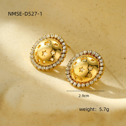 With Diamond Titanium Steel Affordable Luxury Fashion High-grade Five-pointed Earrings