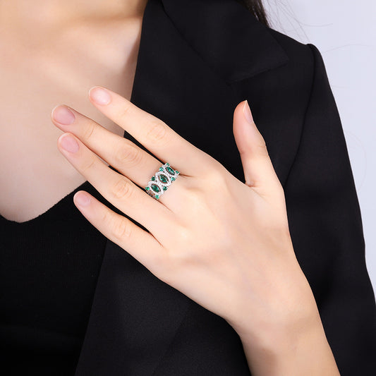 Women's Female Retro Style Shining Diamond Index Rings