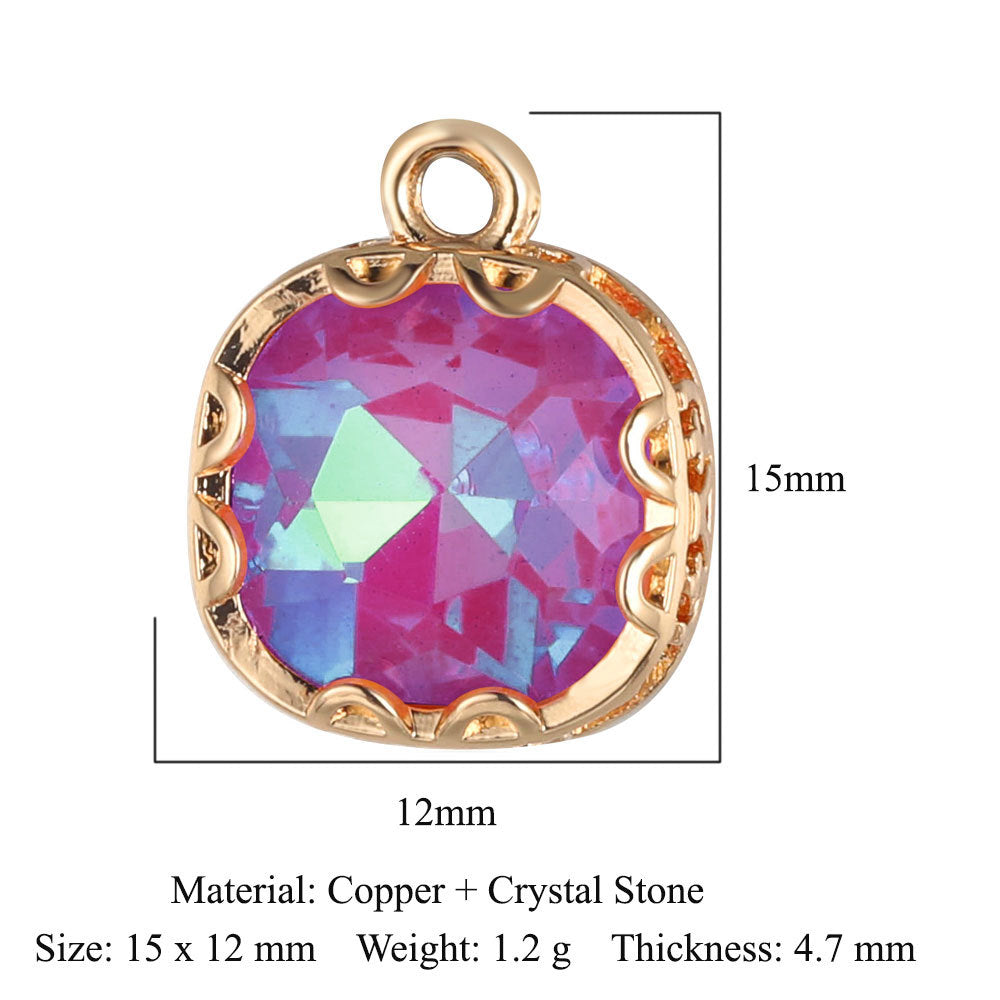 Rectangle Copper Glass Crystal Shuttle Eyes Pendants