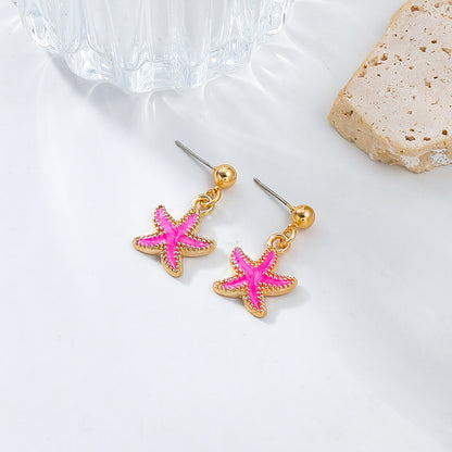 Beach Ocean Style Alloy Dripping Starfish Female Trendy Light Earrings