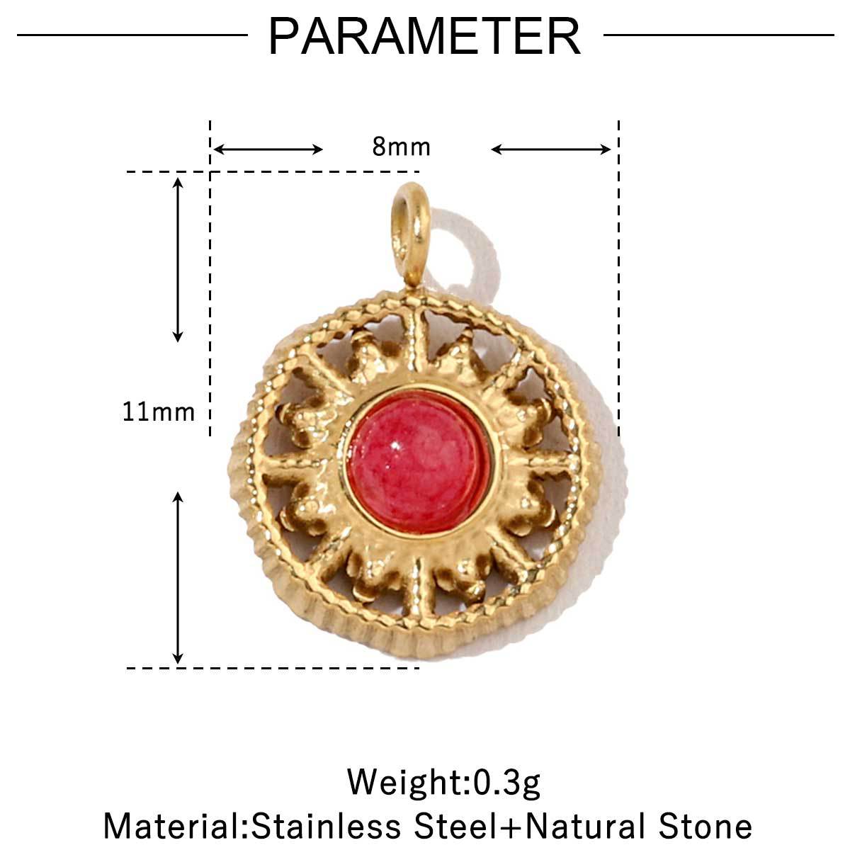 French Retro Flower Geometric Natural Stone Titanium Pendants