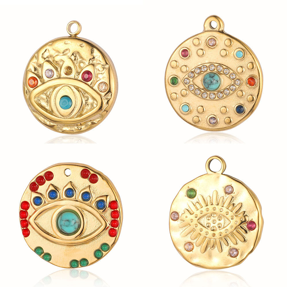 Eyes Bohemian Natural Stone Titanium Steel Pendants