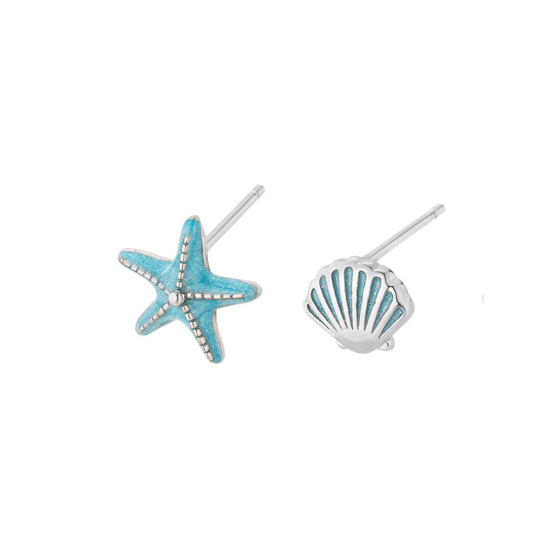 Fresh Blue Starfish Female Summer Niche Earrings