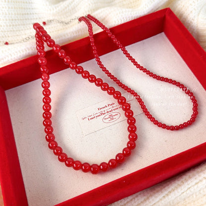 Chinese Style Red Beaded Accessories High Necklaces