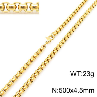 Women's & Men's Stainless Steel Square Pearl Chain Titanium Card Necklaces