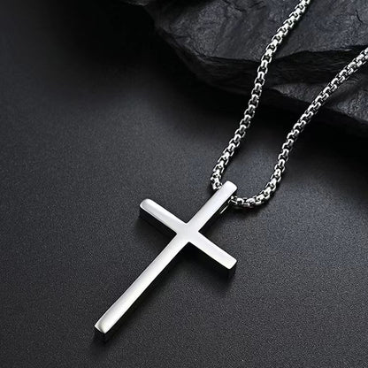 Men's Cross Titanium Steel Long Sweater Chain Necklaces