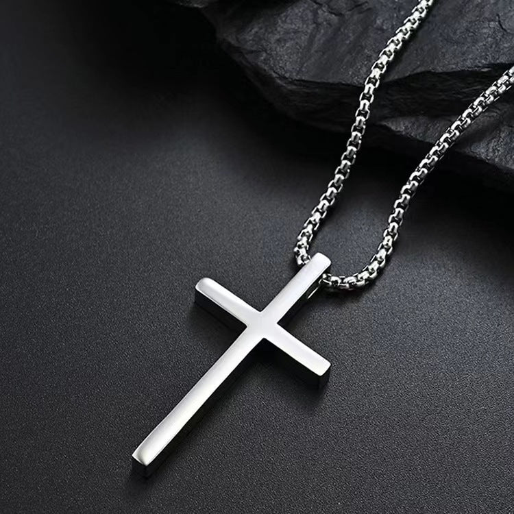 Men's Titanium Steel Cross Fashionable Stainless Sweater Necklaces