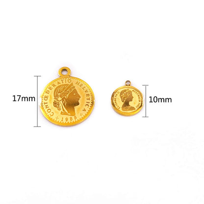 Steel Vacuum Hanging Gold-plated Queen Coin Pendants