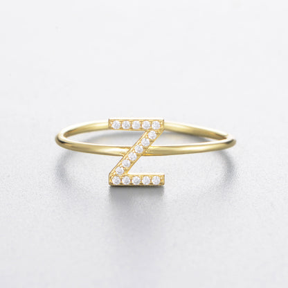 Women's Sier Zircon With English Letters Simple Rings